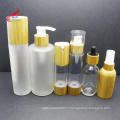 bamboo glass cosmetic lotion serum essential serum dropper pump bottle for eye cream airless bottle BJ-212B